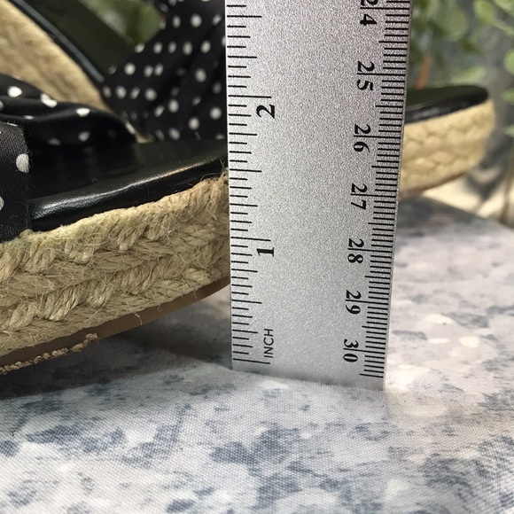 Laura Ashley Kilby Satin Fabric Polka Dot Espadrille Wedges WMS 10B☀️Like NEW☀️ - Picture 9 of 13